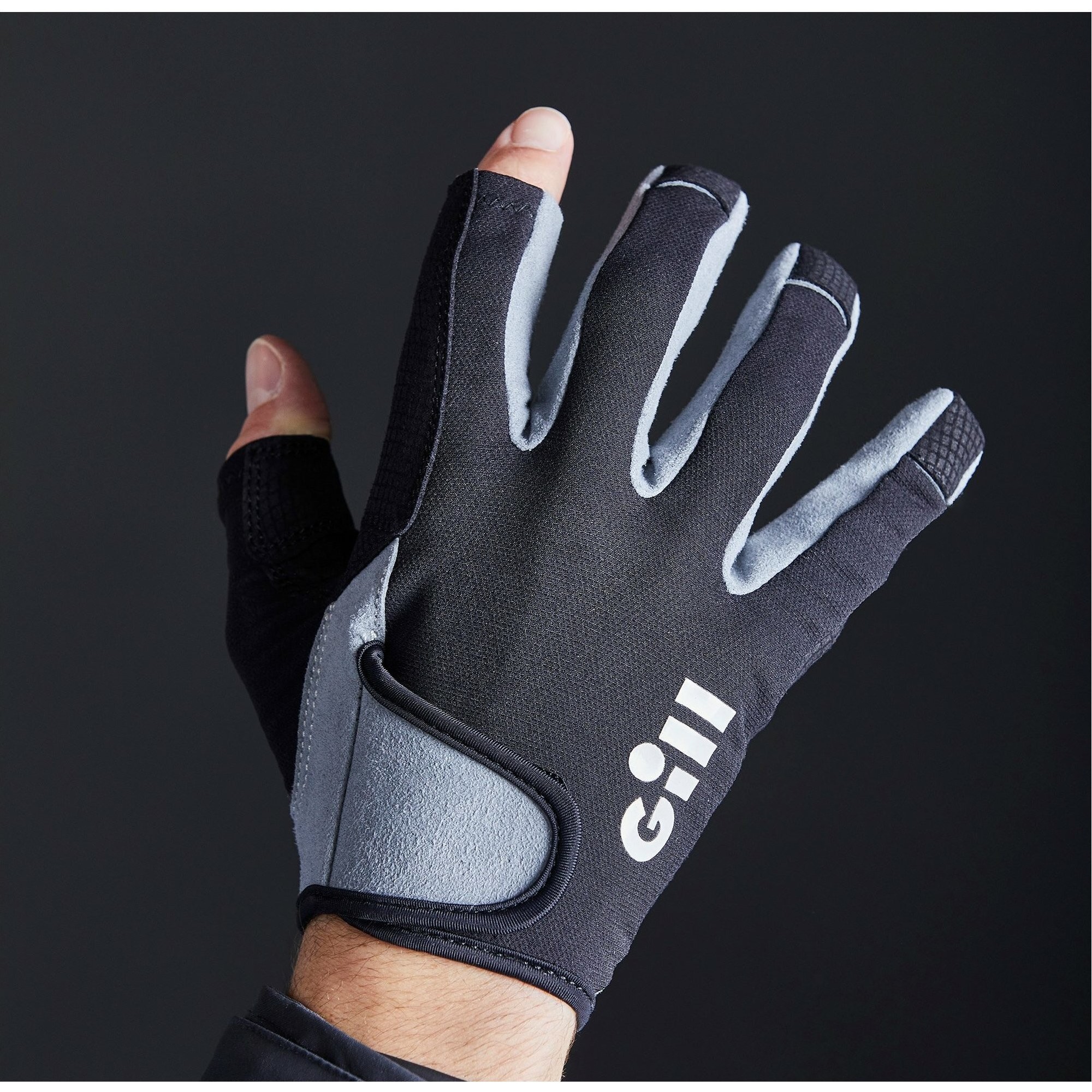 2024 Gill Deckhand Long Finger Gloves 7053 Black Sailing